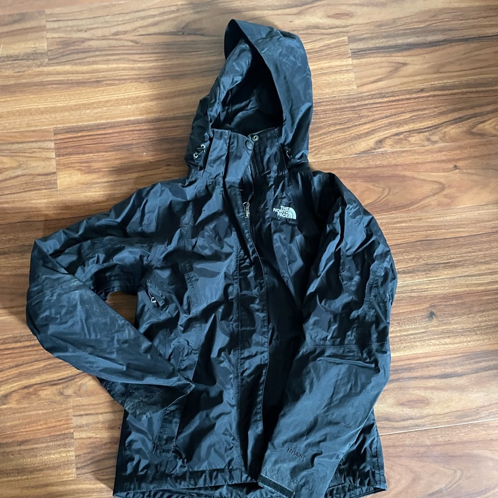 Black North Face rain jacket